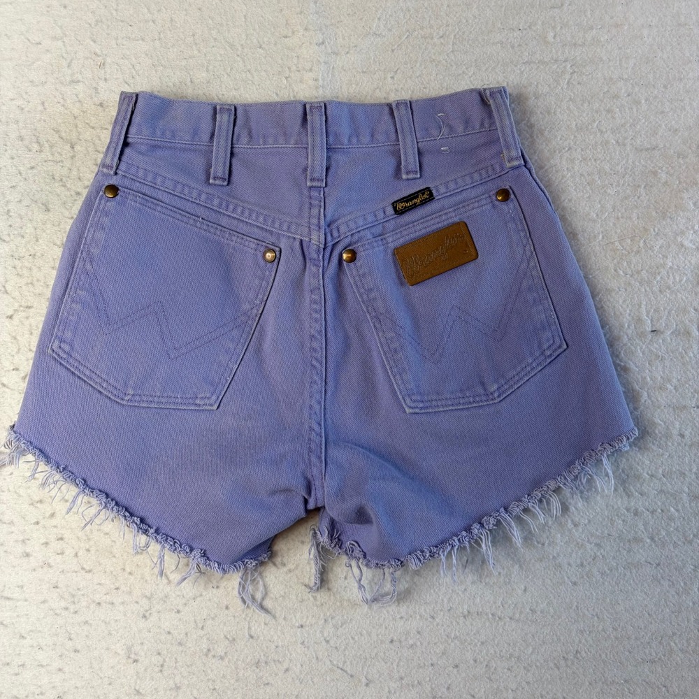 Wrangler Cut Off Denim Shorts Womens 7 Purple High Waisted Raw Hem 13MLVG